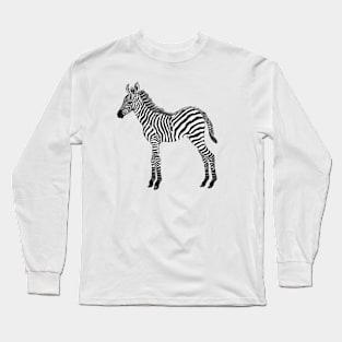 Zebra baby black & white watercolor painted realistic Long Sleeve T-Shirt